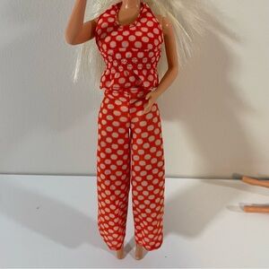 Vintage Mattel 1974 Barbie Best Buy Polka Dot Halter & Pants Outfit #7813